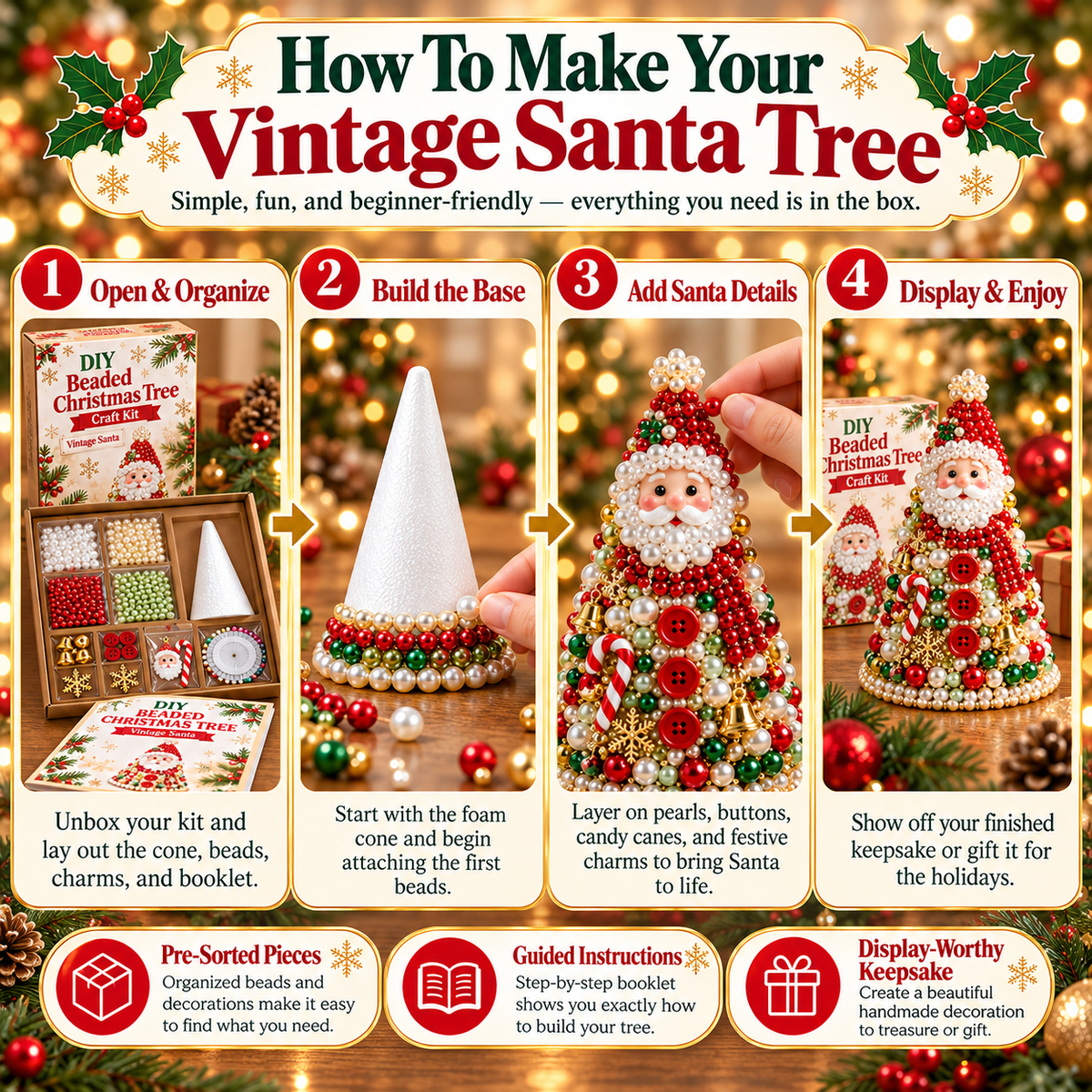 DIY Beaded Christmas Tree Craft Kit
